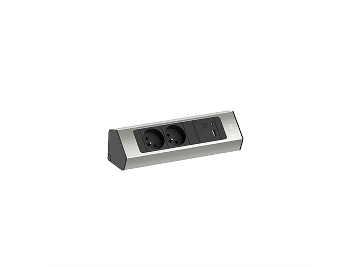 BACHMANN CASIA 2 2xUTE 1xUSB A/C 22W 2.0m AEH stainless steel look