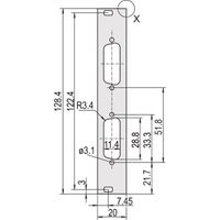 SCHROFF U-profile Front Panel, Shieldable, D-Sub Cutout, 3 U, 4 HP, 2 x 15 Pin, 2.5 mm, Al, Front Anodized, Rear Conductive