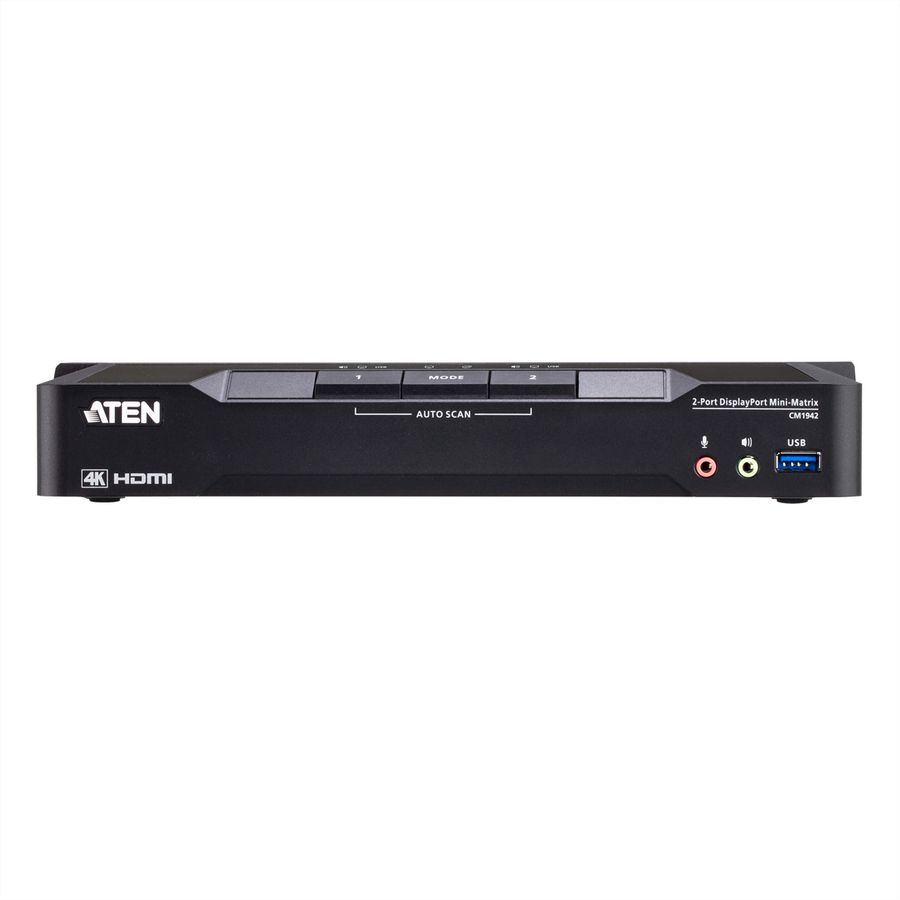ATEN CM1942 2-poorts 4K DP Dual Display Mini Matrix Boundless KVM