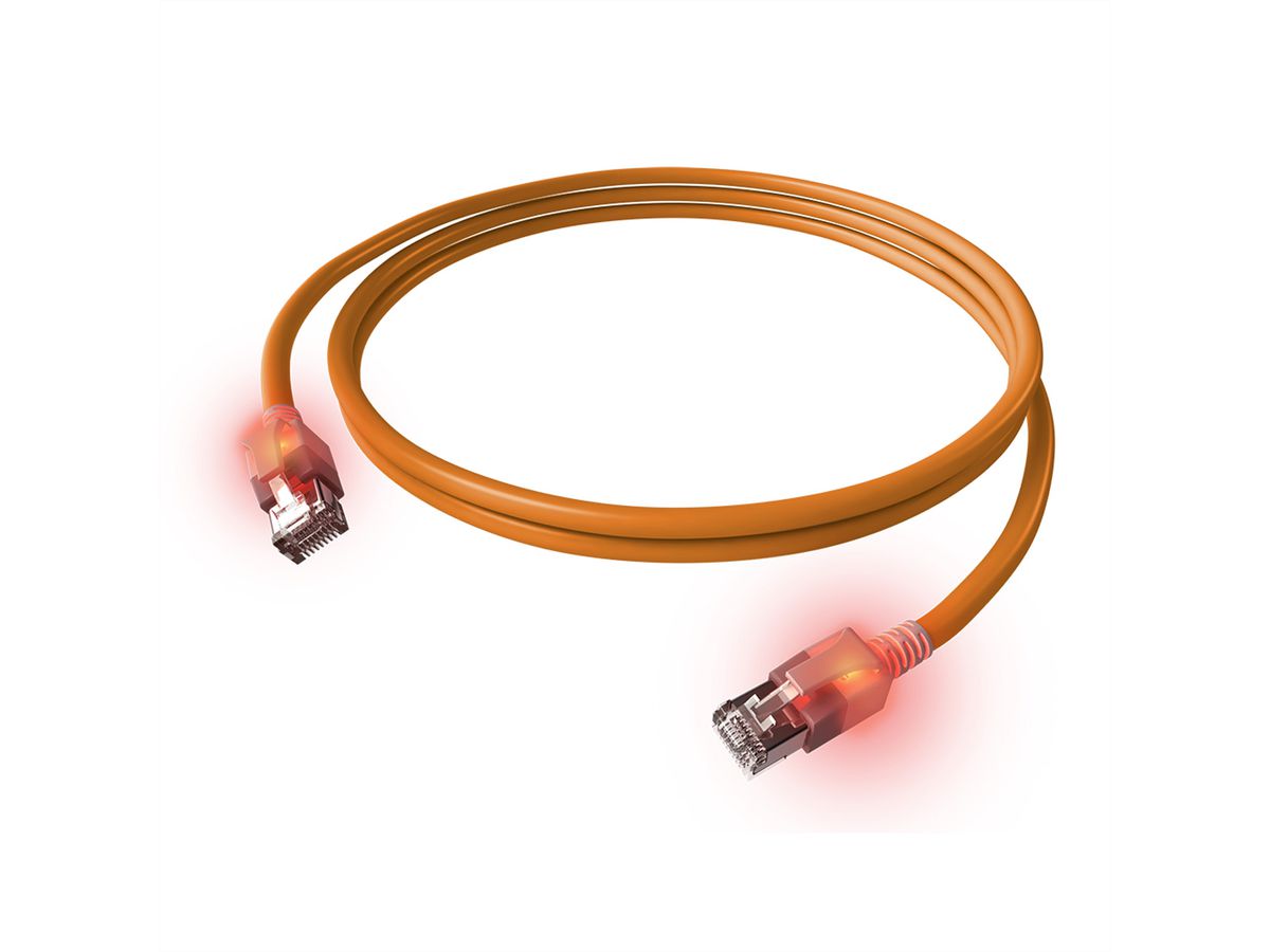 EasyLan S/FTP DualBoot® LED Kabel Cat.6A (Class EA), LSOH, oranje, 0,5 m