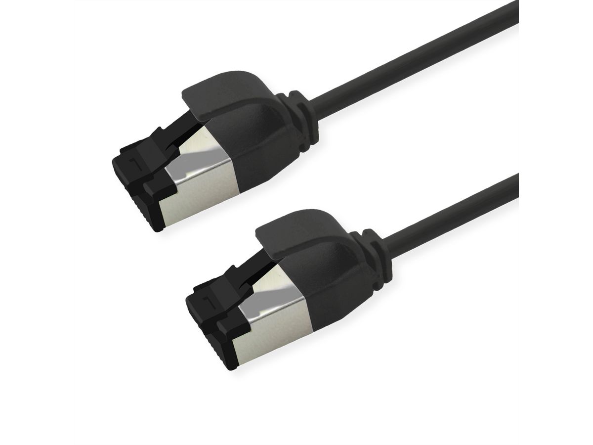 ROLINE S/FTP Patch Cord Cat. 8.1 (Class I), LSOH, Slim, PoE, black, 0.5 m