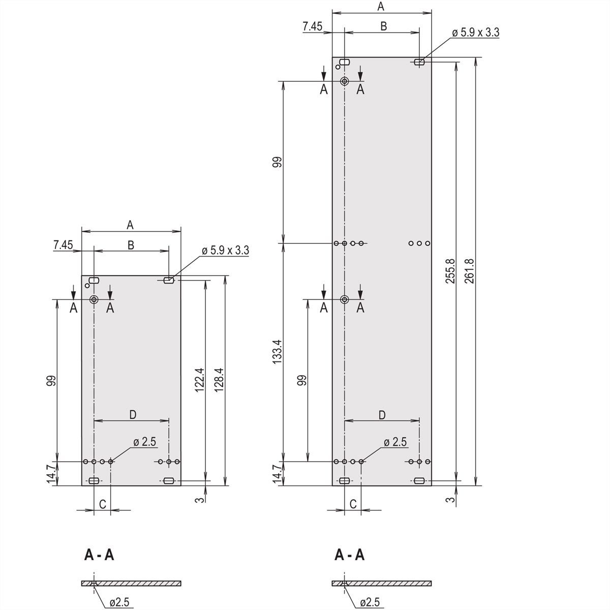 SCHROFF Plug-In Unit Front Panel, Unshielded, for Static Trapezoid Handle, 6 U, 7 HP, 2.5 mm, Al, Front Anodized, Rear Conductive