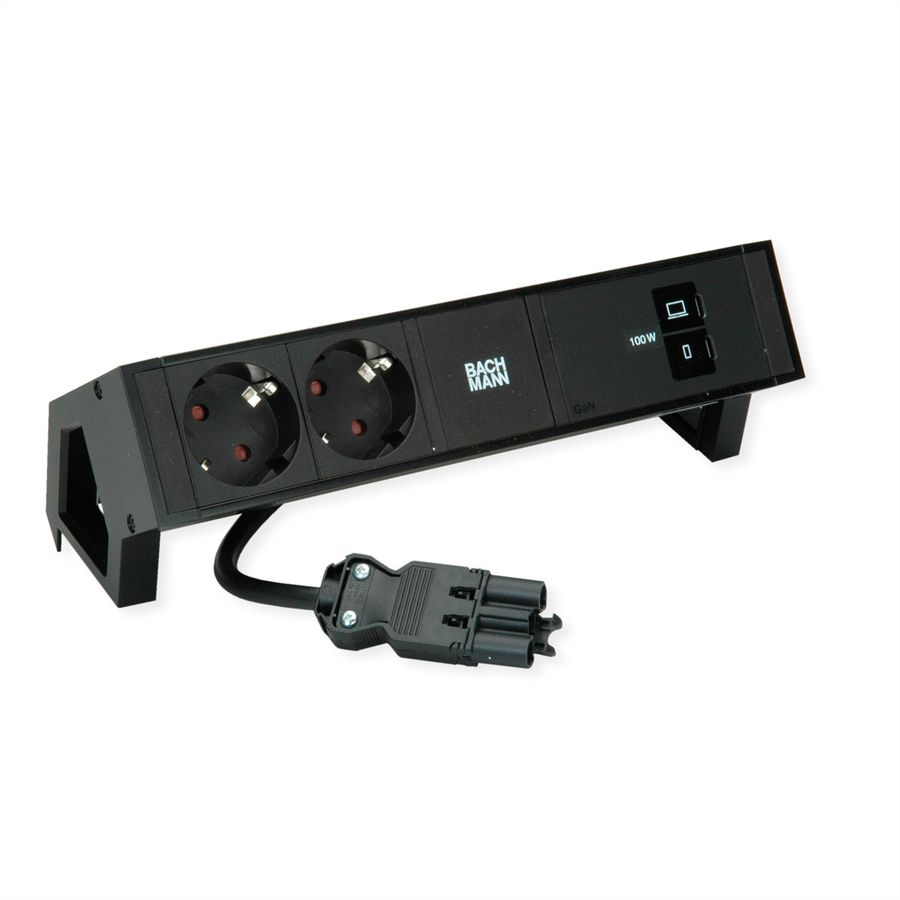 BACHMANN DESK2 2x CEE7/3, USB-C, USB-Charger 100W, GST18 0,2m
