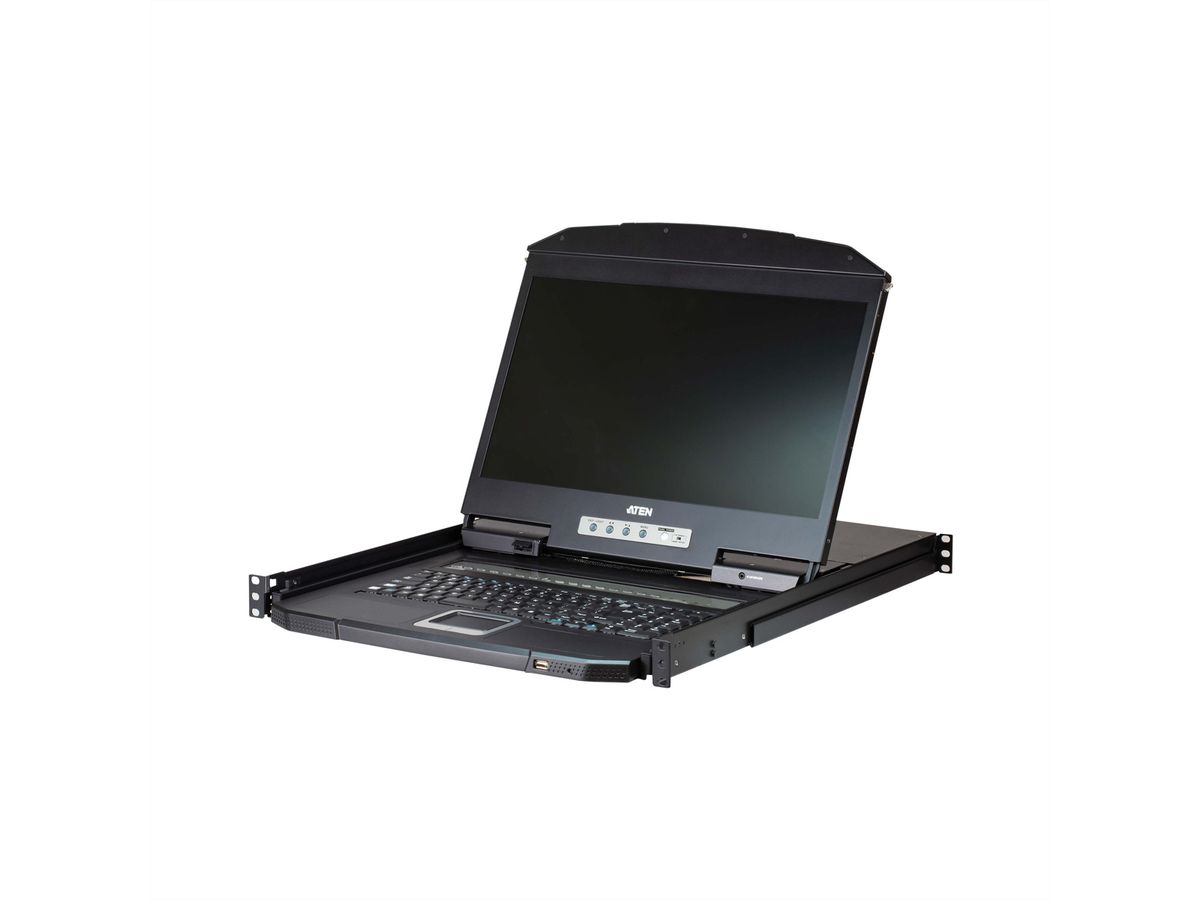 ATEN CL3116NX KVM-Switch, 18,5" TFT, VGA, PS/2-USB, 16 Port, DE-Layout