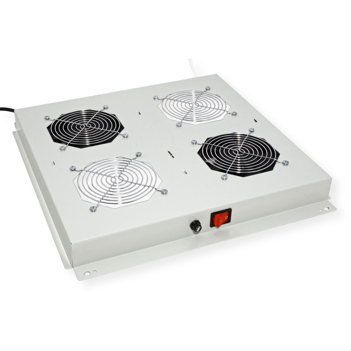 ROLINE 19-inch dakventilatie unit met 2 ventilatoren, thermostaat, grijs