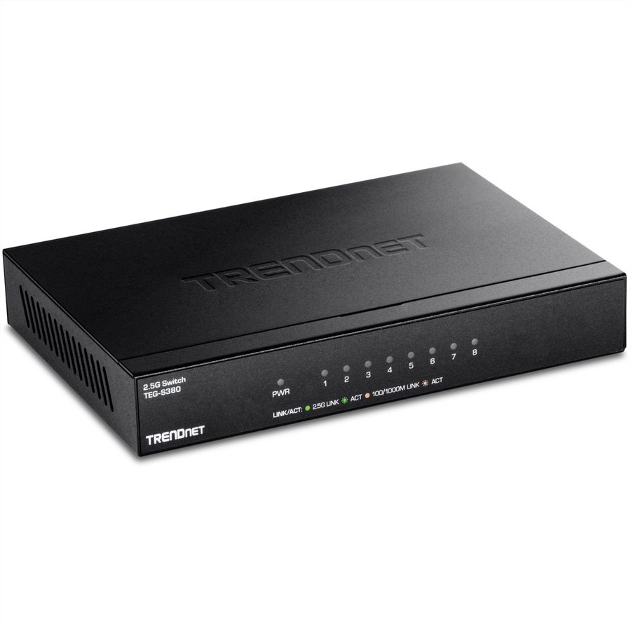 TRENDnet TEG-S380 8-Poorts 2.5G Switch , onbeheerd, zwart