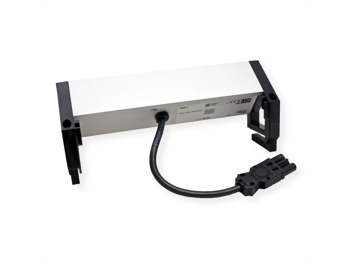 BACHMANN DESK2 ALU ZWART 2xUTE 1xUSBC 60W 0,2m GST18