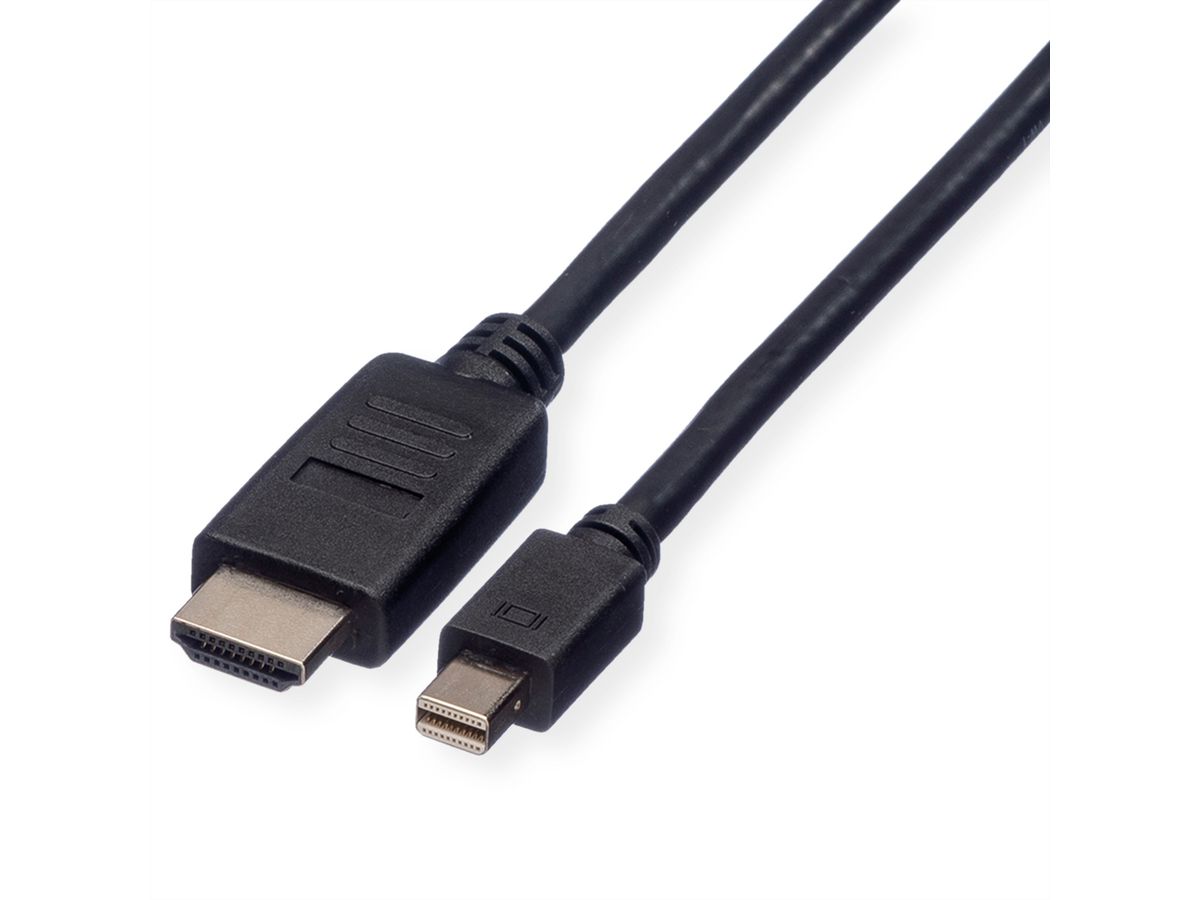 ROLINE Mini DisplayPort Kabel, Mini DP - HDMI, M/M, zwart, 1 m