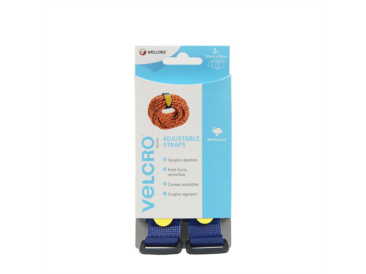 VELCRO® verstelbare klittenband draagriem alledaagse klittenbandriem 25 mm x 92 cm x 2 blauw