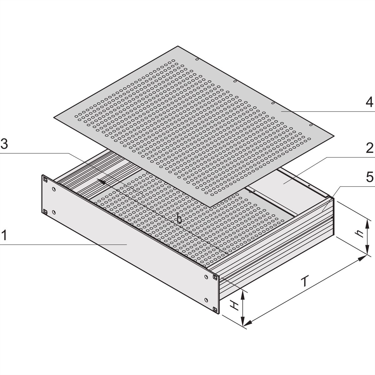 SCHROFF MultipacPRO 19" Chassis, Aluminum, Perforated Top and Base, 3 U, 340 mm