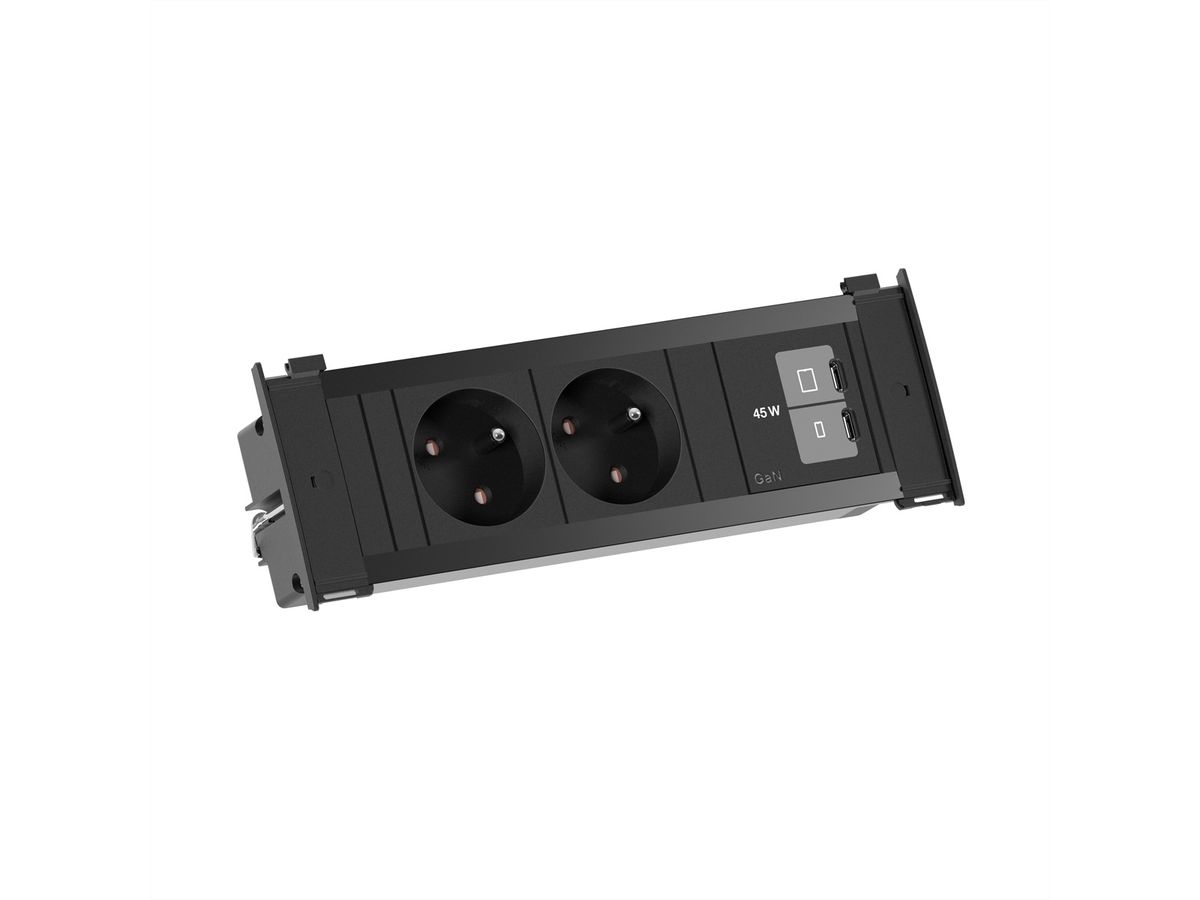 BACHMANN KAPSA S 2xUTE 1xUSB C/C 45W, 2m AEH RAL9005 schwarz