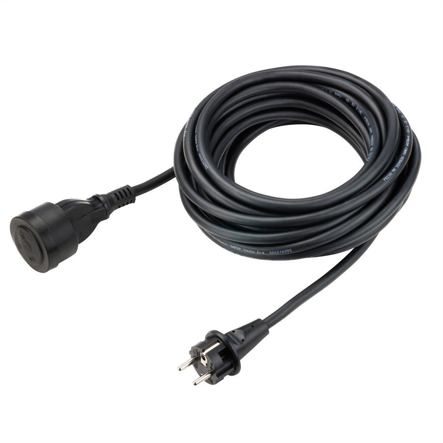 BACHMANN Extension 3G1,5mm² bw, 1m, H07RN-F rubber/neoprene earthing contact, black, 10 m