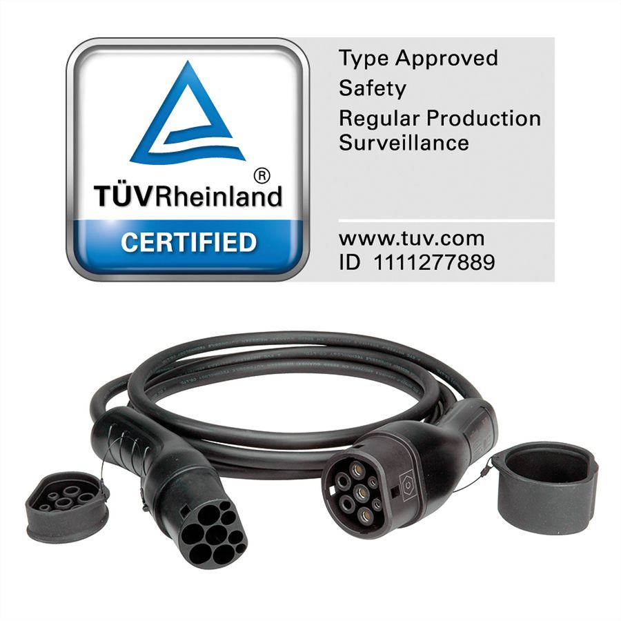 ROLINE EV Charging Cable Assembly Type2, 1-Phase, 250VAC (1P+N+E), 32 A, 7.4 kW, 3 m
