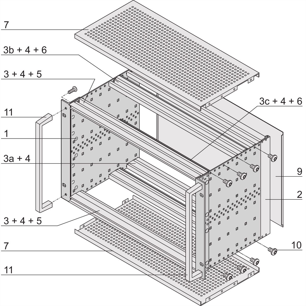 SCHROFF EuropacPRO 19" Subrack Kit for Backplane, Heavy, Shielded, Front Handle, 6 U, 295 mm