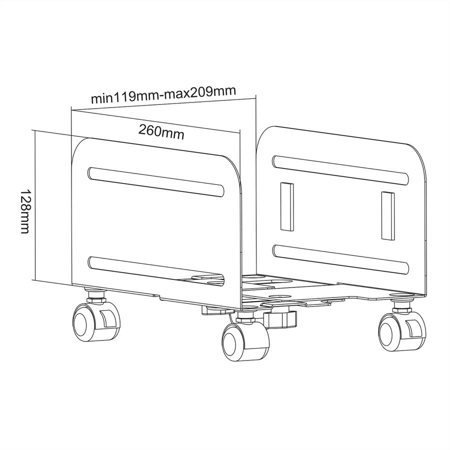 VALUE PC-standaard op wielen, zwart