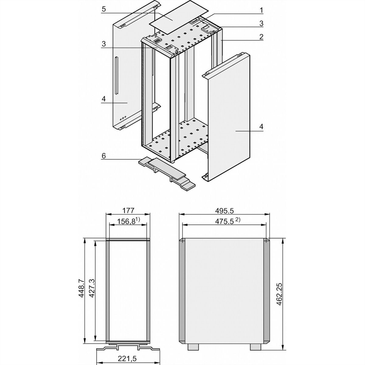 SCHROFF RatiopacPRO 19" Tower Case, Retrofittable Shielding, Front Trim, 4 U, 84 HP, 495 mm