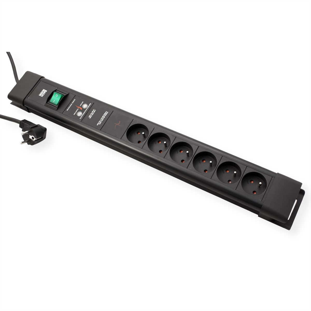 BACHMANN CONNECTUS 6xUTE, 1xGVS 1xSchalter 2,0m CEE7/7 Schwarz