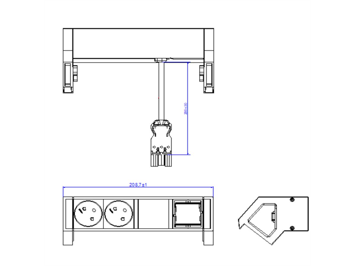 BACHMANN DESK2 2xCEE7/3 1xCM 0.2m GST18 RAL9005