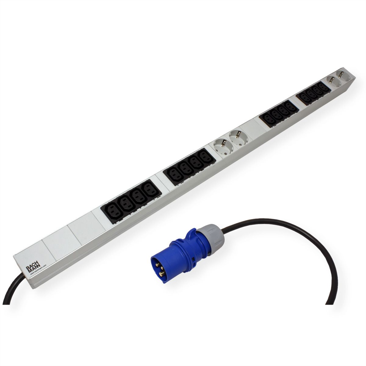 BACHMANN IT PDU ALU 1U 16x C13 4x earthing contact CEE 16A blue