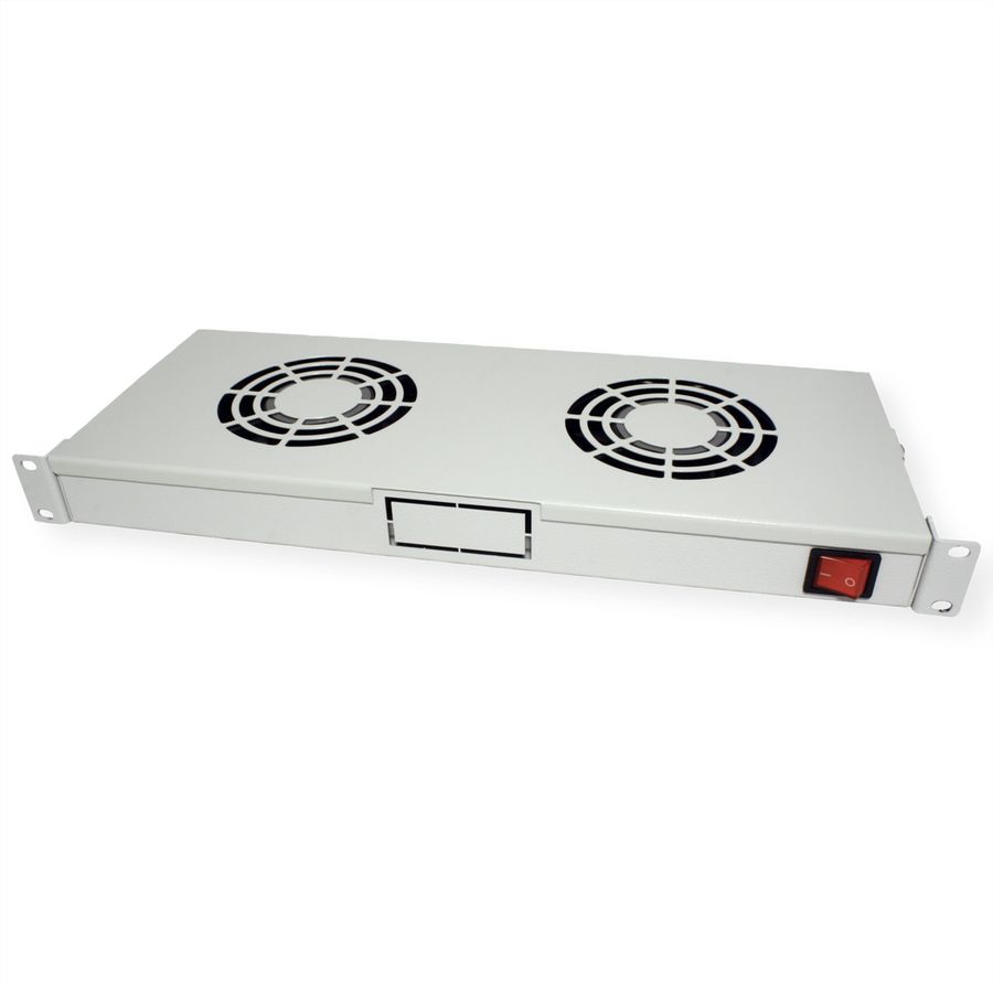 ROLINE 19" Fan unit with 2 fans, ON/OFF grey