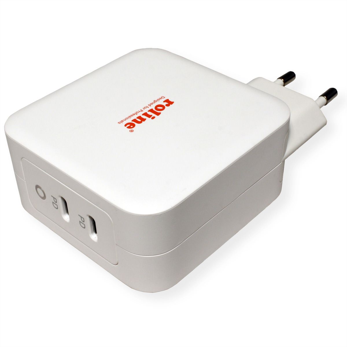 ROLINE USB Oplader met Eurostekker, 2 poorten (2x Type-C PD), GaN, 100W