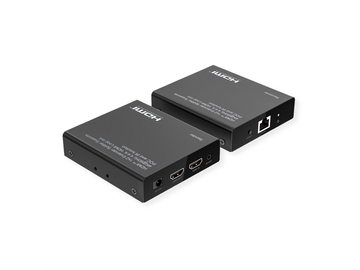 ROLINE HDMI Extender and Splitter, 1x2, via Cat6A, 70m, 4K60Hz
