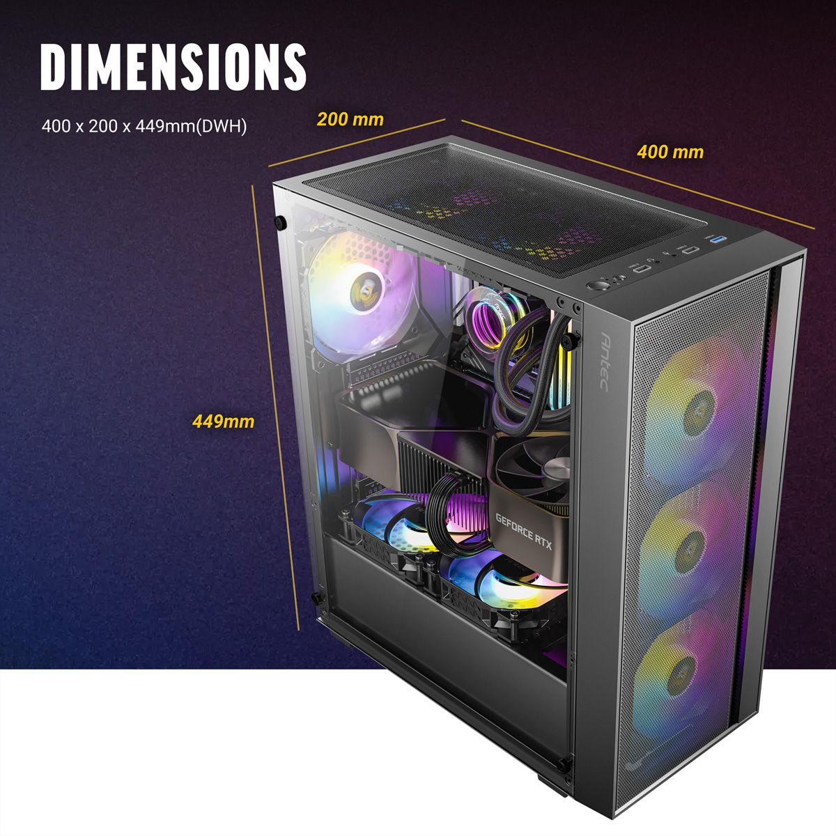 ANTEC AX65 ARGB PC case Midi Tower Gaming ATX, black