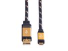 ROLINE GOLD USB 2.0 Cable, USB Type A M - Micro USB B M, Retail Blister, 0.8 m