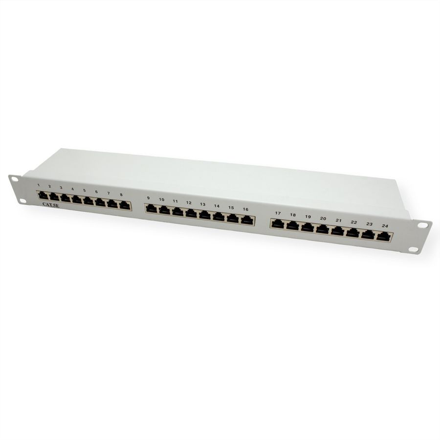 VALUE Cat.5e (Class D) 19" Patch Panel, 24 Ports, STP, grey