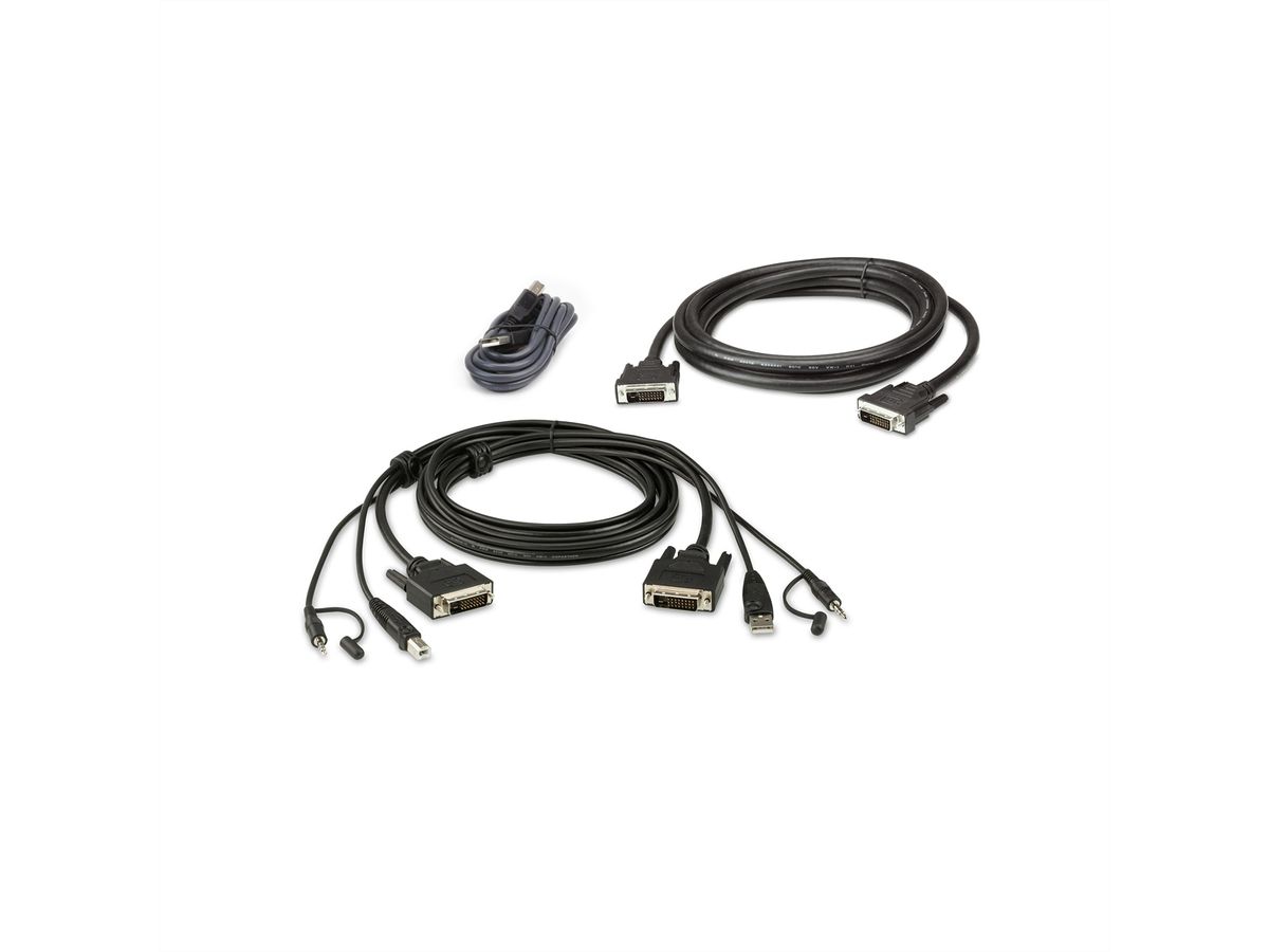 ATEN 2L-7D02UDX3 USB DVI-D Dual Link Dual Display Secure KVM Kabel Set