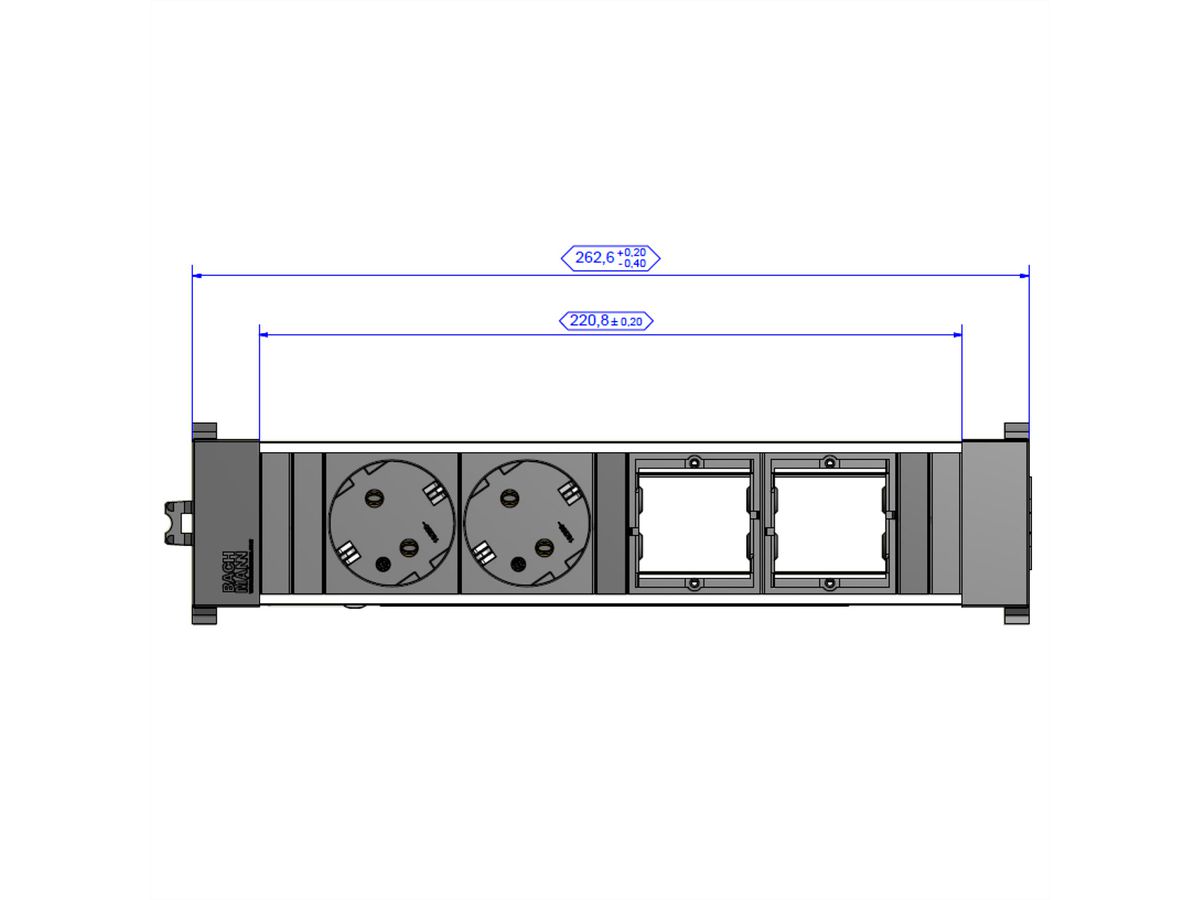 BACHMANN CONFERENCE TOP FRAME Medium inzetstuk 2x geaard stopcontact 2x ABD