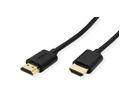 ROLINE HDMI HighSpeed kabel met Ethernet, Slim, M/M, zwart, 1 m