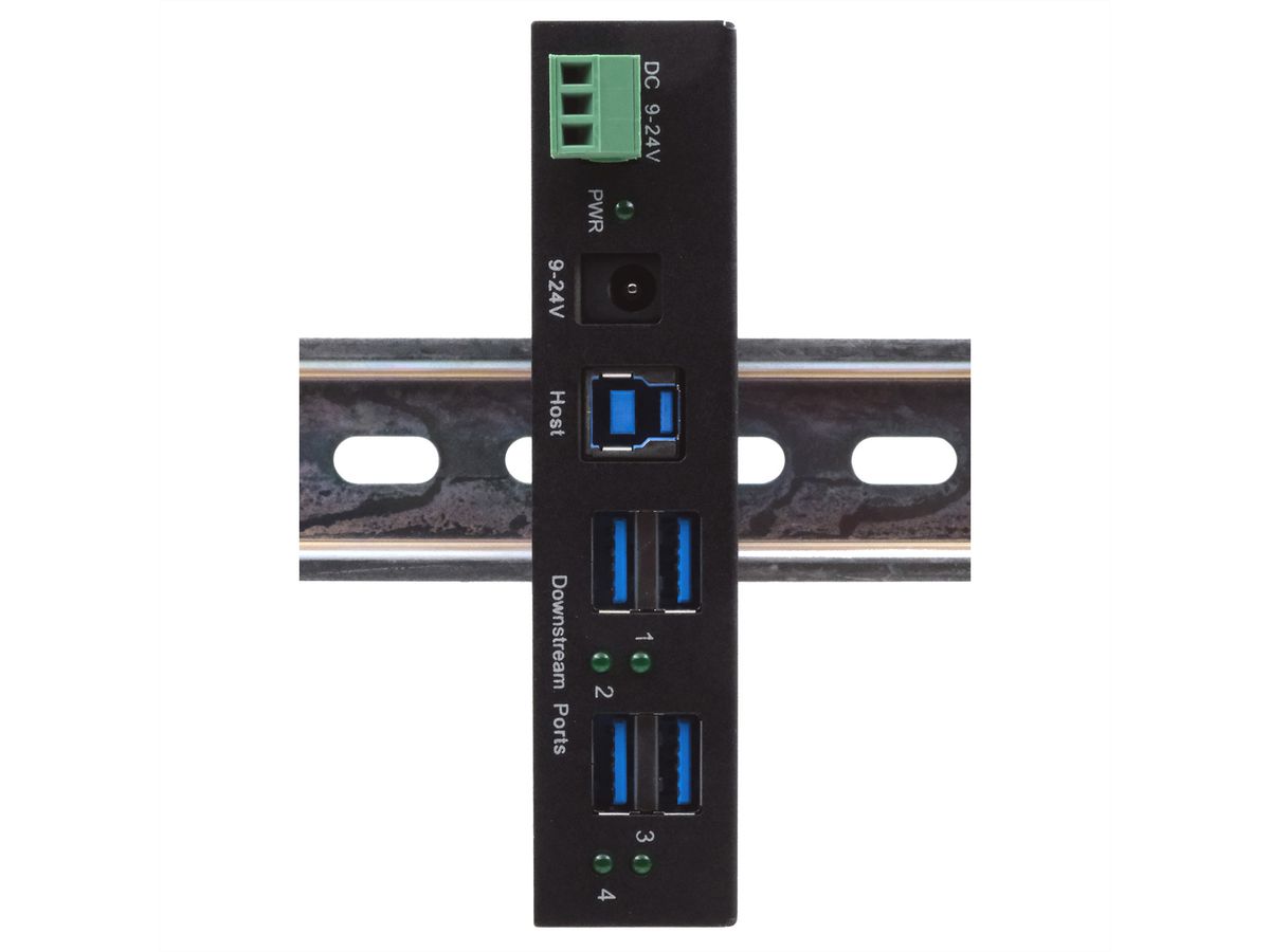 EXSYS EX-11244HMS 4 Port USB 3.2 Gen 1 HUB Din-Rail Kit und Wand VIA VL813 Chipset