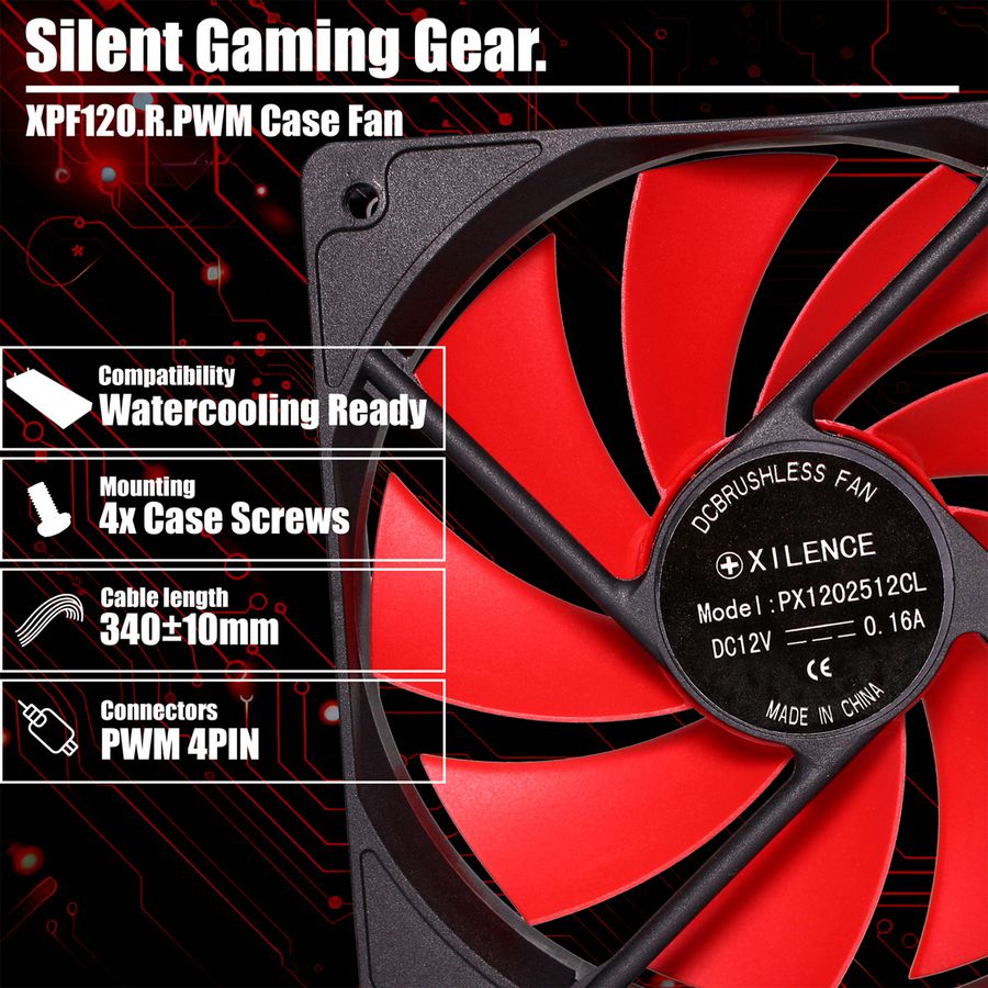 Xilence XPF120.R.PWM 120mm PWM Case Fan, 4PIN