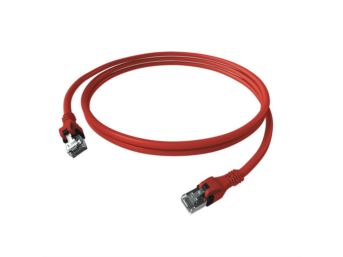 EasyLan DualBoot® PushPull Patch Cable Cat.6A (Class EA), S/FTP, RJ45 / RJ45, red, 2 m