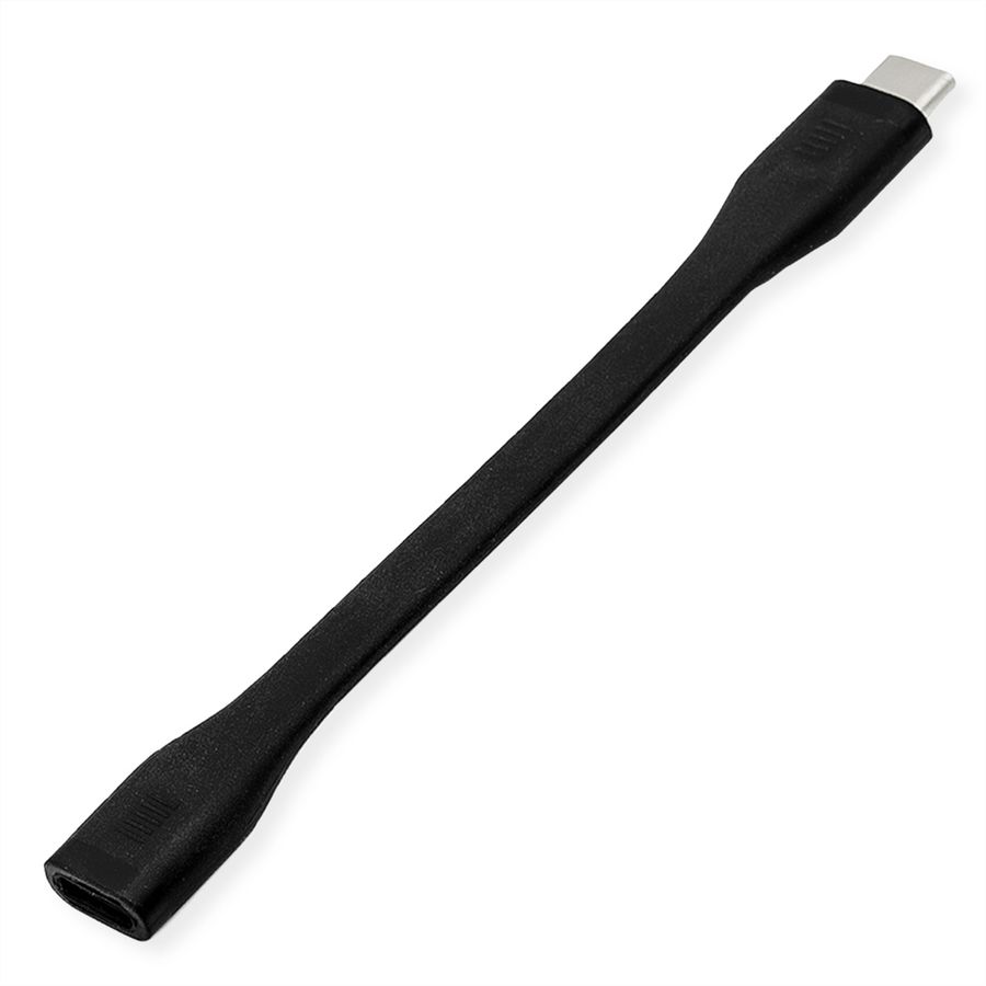 ROLINE USB4 Gen3x2 kabel, C-C, M/F, 8K UHD-2, 40Gbit/s, 100W, extra plat, zwart, 11,5 cm