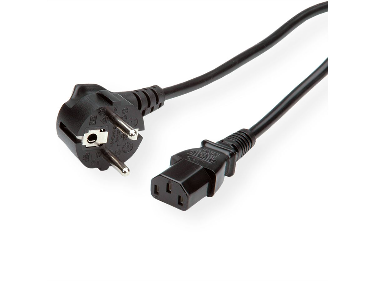 ROLINE Power Cable, straight IEC Connector, black, 1.8 m