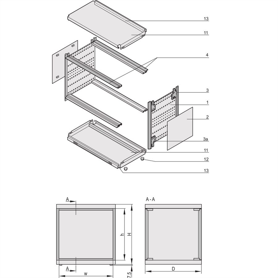 SCHROFF RatiopacPRO AIR Desktop Case, Retrofittable Shielding, Front Trim, 6/7 U, 63 HP, 435 mm