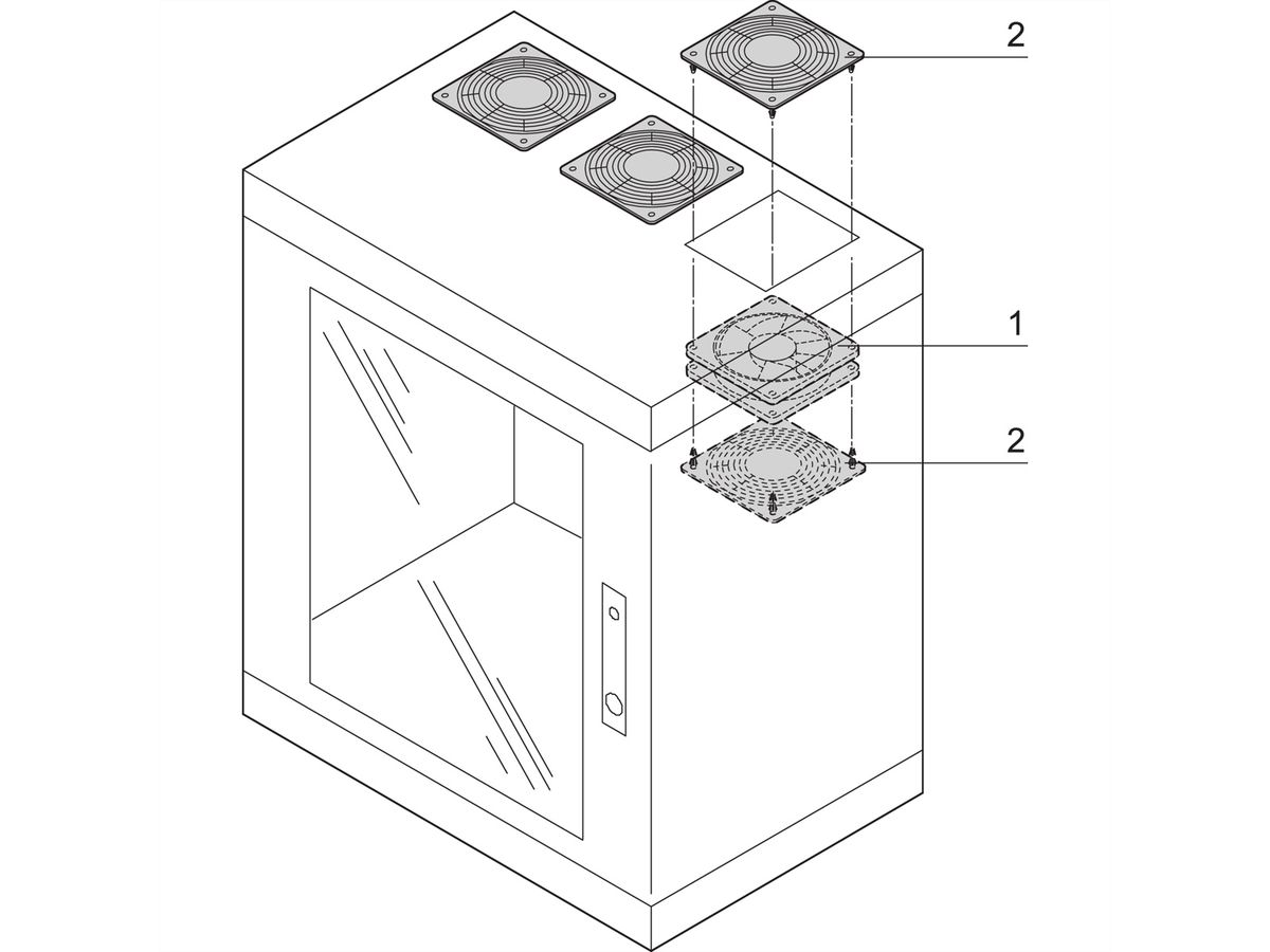 SCHROFF Epcase Top Mounted Fan, 230 V With grille, A