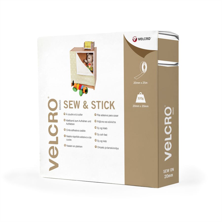 VELCRO® Sew & Stick klittenband met haken en lussen 20 mm x 25 m wit