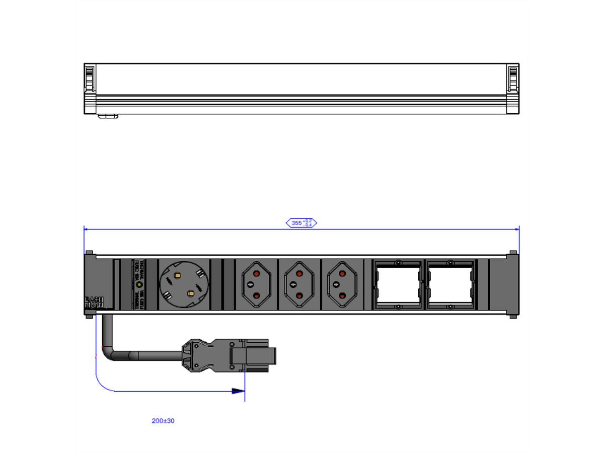 BACHMANN CONI 1xCEE7/3 3xCH 2xCM, Stroom 0,2m GST18 Duits/Zwitserland