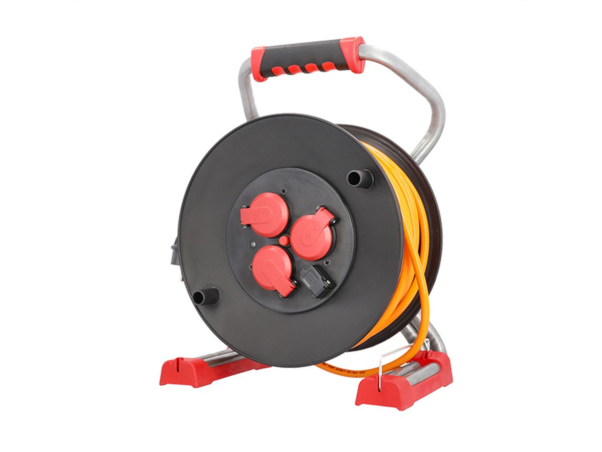 BACHMANN professionele kabelhaspel 3xCEE7/3 H07BQ-F 3G 2,5mm² 1xUSB 40,0m
