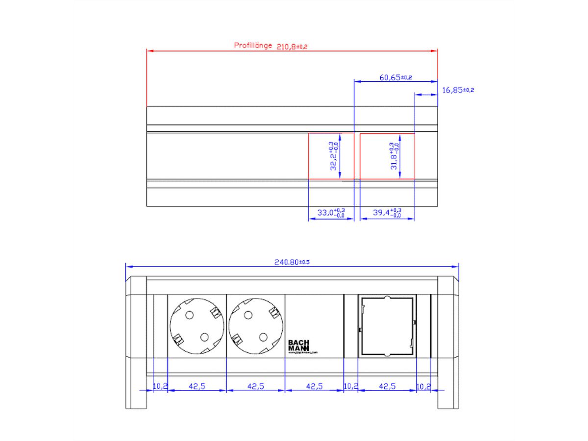 BACHMANN DESK 2xCEE7/3 1xCM GST18, zwart