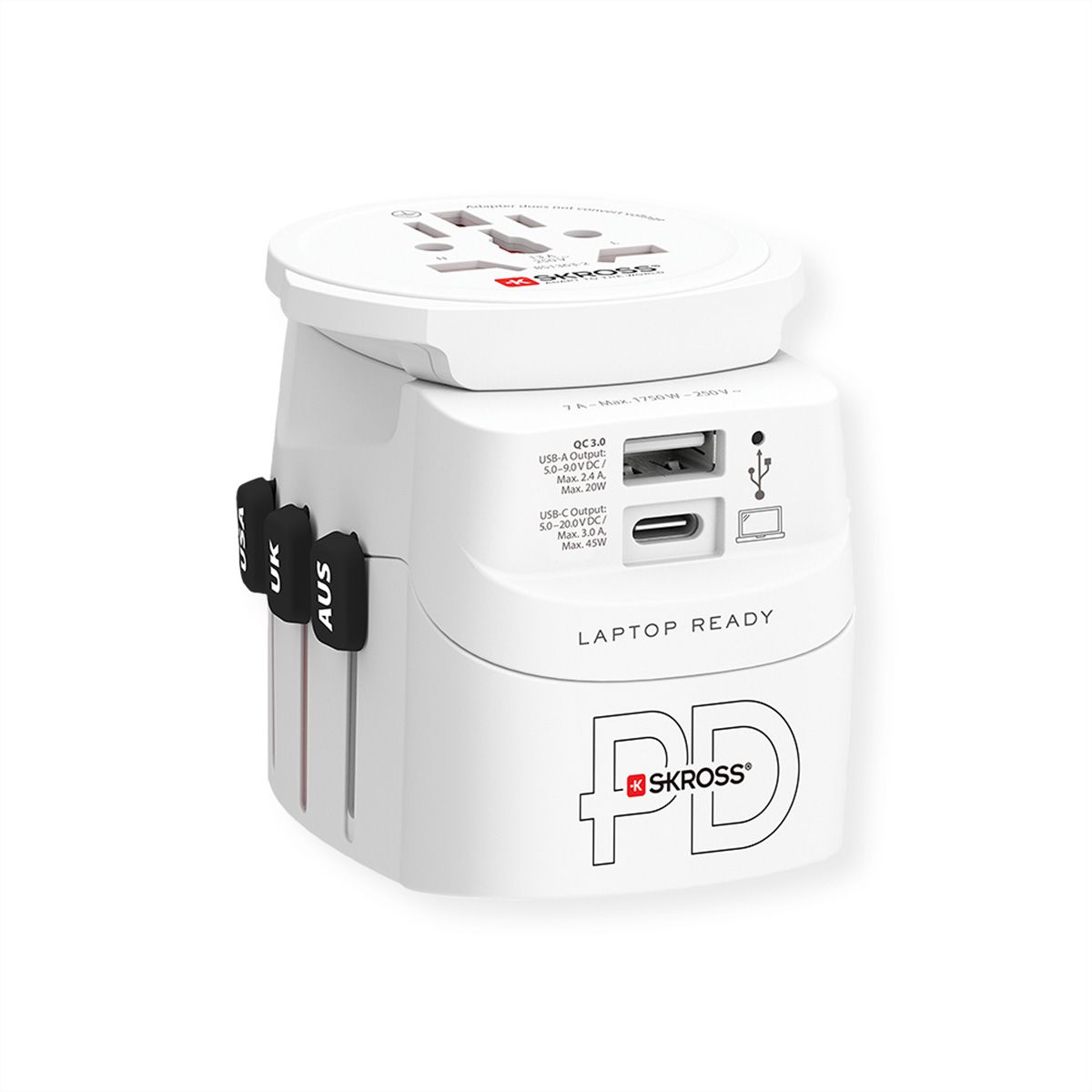 Skross PRO Light USB AC45PD World Travel Adapter, worldwide