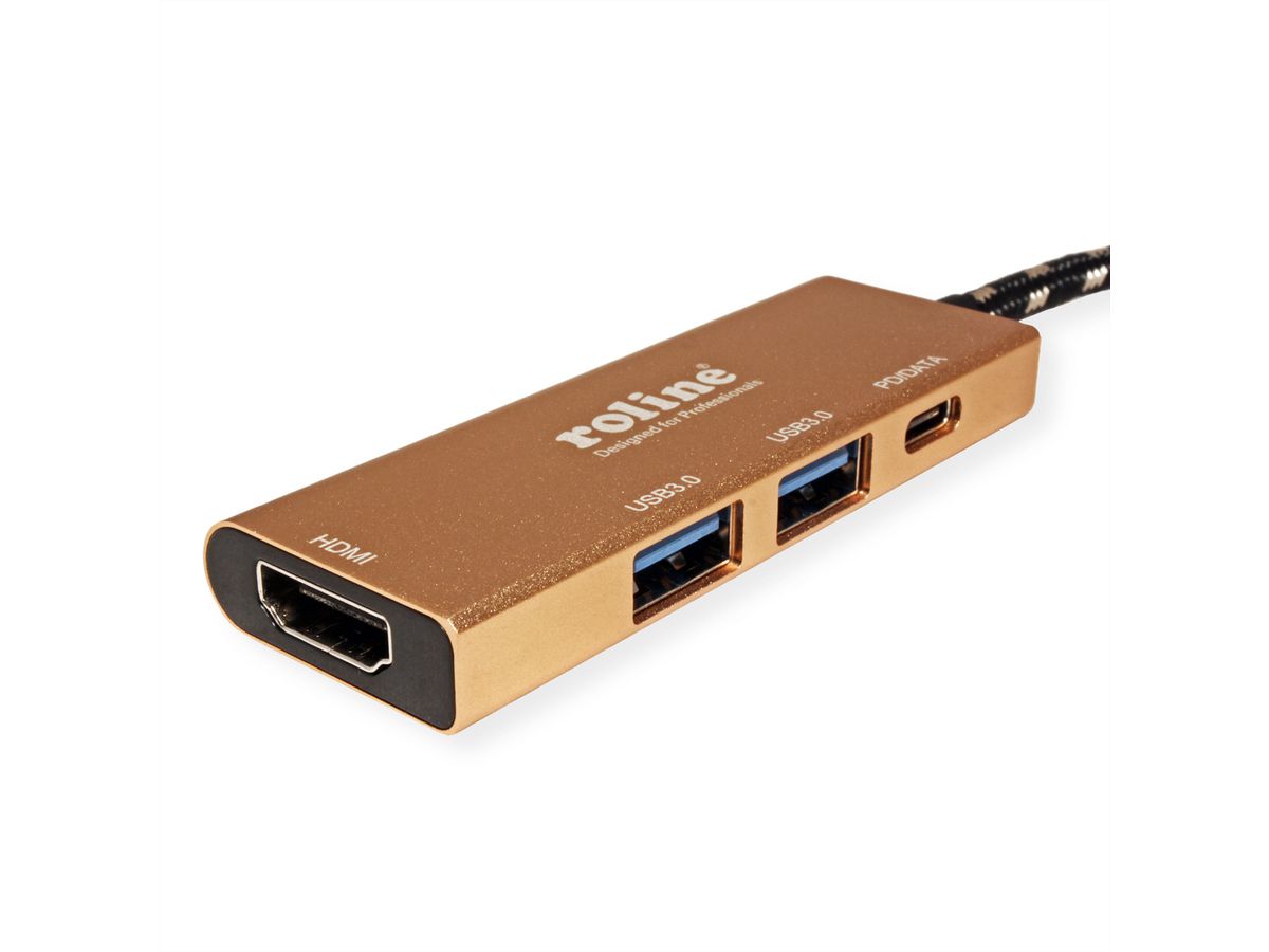 ROLINE GOLD USB Type C Docking Station, 4K HDMI, 2x USB 3.2 Gen 1 ports, 1x USB Type C PD (Power Delivery)