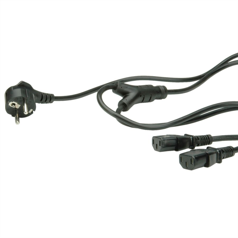 VALUE Y-Power Cable, 2x straight IEC Connector, black, 2 m