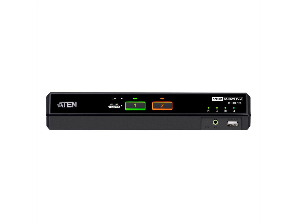 ATEN CS1182DPH4C 2-Port USB 5K DP/HDMI, Single Display Universal Secure KVM Switch mit CAC