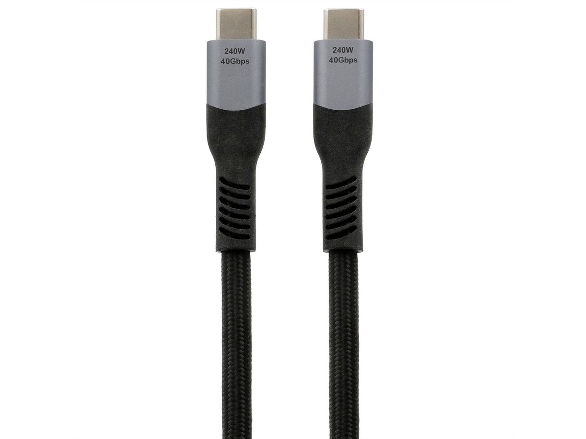 EXSYS EX-K1598-2.0 USB4 cable, USB-C - USB-C, 40 Gbit/s, 5A, 240W, black, 2 m