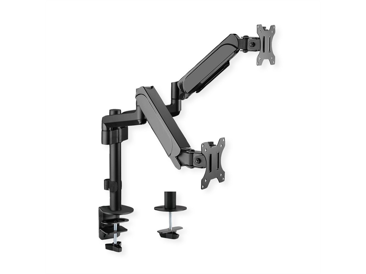 VALUE Dual LCD Monitorarm, 4 draaipunten, tafel montage