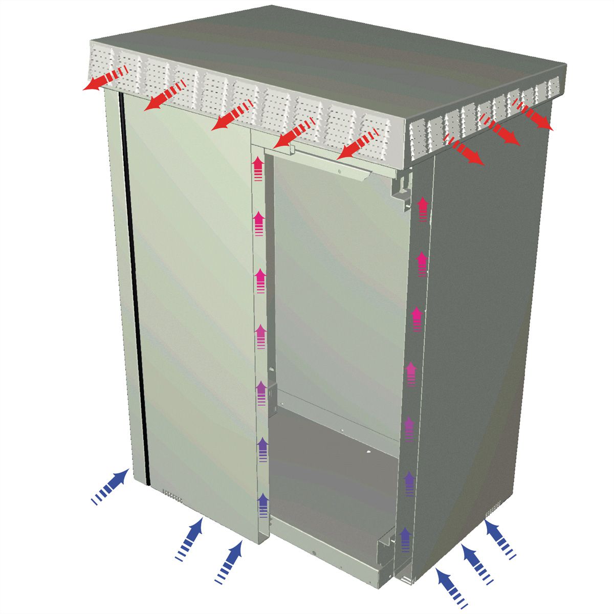 SCHROFF buitendeurkast met enkele deur, 1100H 20 HE, 700W 500D